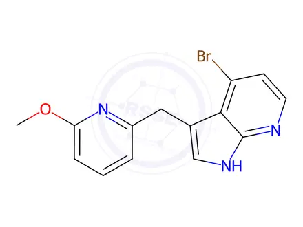 Chemical structure of 4-Bromo-3-((6-methoxypyridin-2-yl)methyl)-1H-pyrrolo[2,3-b]pyridine