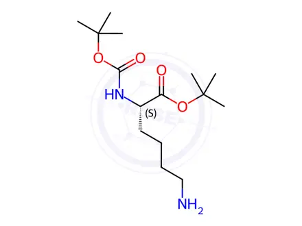 Chemical structure of (S)-tert-Butyl 6-amino-2-((tert-butoxycarbonyl)amino)hexanoate