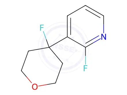 Chemical structure of 2-Fluoro-3-(4-fluorotetrahydro-2H-pyran-4-yl)pyridine