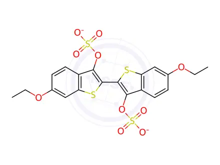 Chemical structure of DISODIUM 6,6'-DIETHOXY[2,2'-BIBENZO[B]THIOPHENE]-3,3'-DIYL DISULPHATE