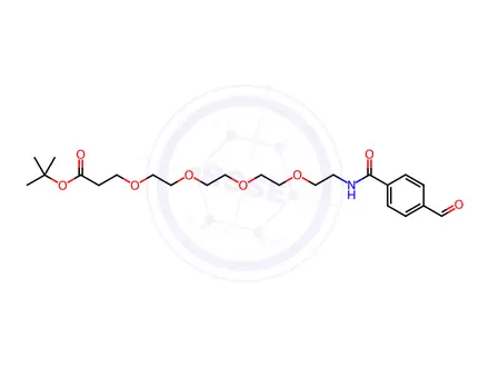 Chemical structure of tert-butyl 1-(4-formylphenyl)-1-oxo-5,8,11,14-tetraoxa-2-azaheptadecan-17-oate