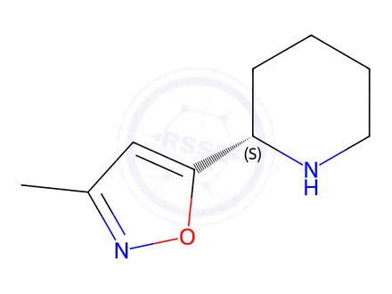 Chemical structure of Piperidine, 2-(3-methyl-5-isoxazolyl)-, (S)-(9CI)