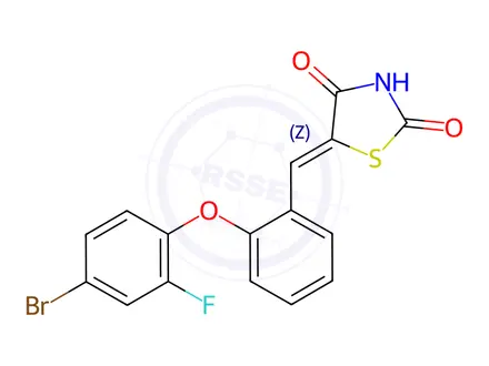 Chemical structure of (5Z)-5-{[2-(4-bromo-2-fluorophenoxy)phenyl]methylidene}-1,3-thiazolidine-2,4-dione