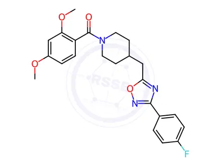 Chemical structure of 1-(2,4-dimethoxybenzoyl)-4-{[3-(4-fluorophenyl)-1,2,4-oxadiazol-5-yl]methyl}piperidine