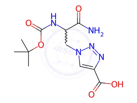 Chemical structure of 1-{3-Amino-2-[(tert-butoxycarbonyl)amino]-3-oxopropyl}-1H-1,2,3-triazole-4-carboxylic acid