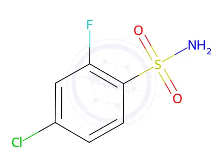 Chemical structure of 4-chloro-2-fluorobenzene-1-sulfonamide