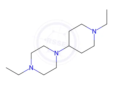 Chemical structure of Piperazine, 1-ethyl-4-(1-ethyl-4-piperidinyl)-(9CI)