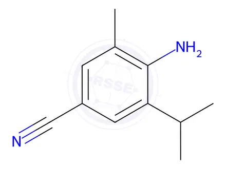 Chemical structure of Benzonitrile, 4-amino-3-methyl-5-(1-methylethyl)-