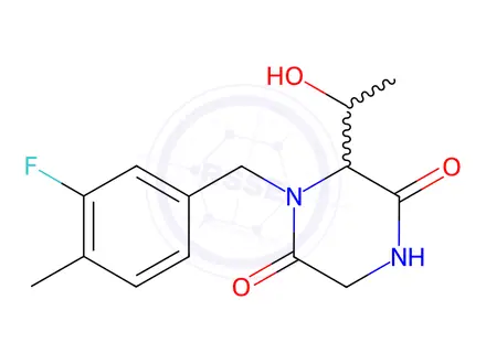 Chemical structure of 1-(3-Fluoro-4-methylbenzyl)-6-(1-hydroxyethyl)-2,5-piperazinedione