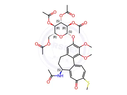Chemical structure of Thiocolchicoside Impurity 13(Thiocolchicoside Tetraacetate)