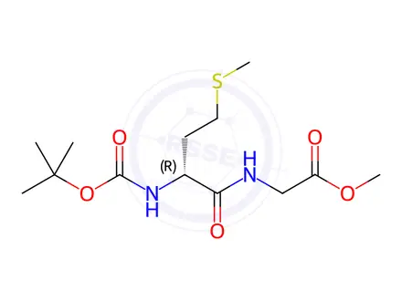 Chemical structure of Glycine, N-[N-[(1,1-dimethylethoxy)carbonyl]-D-methionyl]-, methyl ester (9CI)