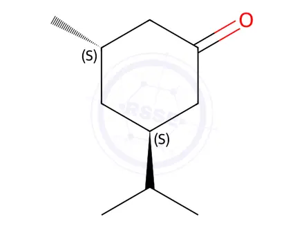 Chemical structure of Cyclohexanone, 3-methyl-5-(1-methylethyl)-, (3S,5S)-(9CI)