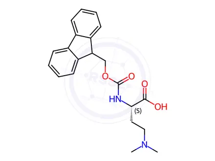 Chemical structure of Butanoic acid, 4-(dimethylamino)-2-[[(9H-fluoren-9-ylmethoxy)carbonyl]amino]-, (2S)-