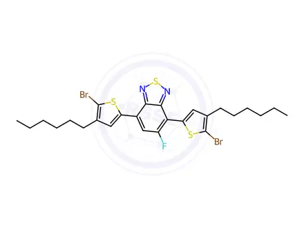 Chemical structure of 4,7-bis(5-bromo-4-hexylthiophen-2-yl)-5-fluorobenzo[c][1,2,5]thiadiazole