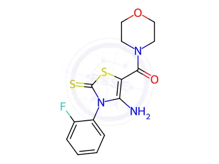 Chemical structure of (4-Amino-3-(2-fluorophenyl)-2-thioxo-2,3-dihydrothiazol-5-yl)(morpholino)methanone