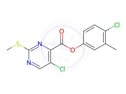 Chemical structure of 4-Chloro-3-methylphenyl 5-chloro-2-(methylthio)pyrimidine-4-carboxylate
