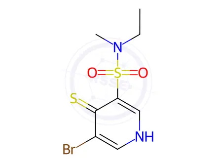 Chemical structure of 5-Bromo-N-ethyl-4-mercapto-N-methylpyridine-3-sulfonamide