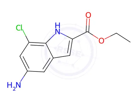 Chemical structure of Ethyl 5-amino-7-chloro-1H-indole-2-carboxylate