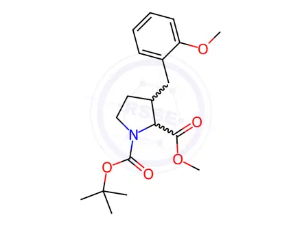 Chemical structure of 1-(tert-Butyl) 2-methyl 3-(2-methoxybenzyl)-1,2-pyrrolidinedicarboxylate