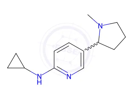 Chemical structure of N-cyclopropyl-5-(1-methylpyrrolidin-2-yl)pyridin-2-amine