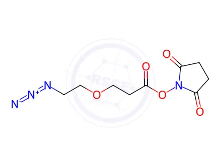 Chemical structure of 2,5-dioxopyrrolidin-1-yl 3-(2-azidoethoxy)propanoate