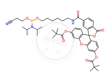 Chemical structure of 5'-(6-Fluorescein) phosphoramidite