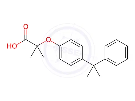 Chemical structure of 2-Methyl-2-[4-(1-methyl-1-phenylethyl)phenoxy]propanoic Acid