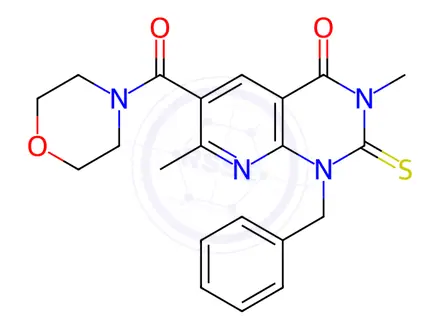 Chemical structure of Morpholine, 4-((1,2,3,4-tetrahydro-3,7-dimethyl-4-oxo-1-(phenylmethyl)-2-thioxopyrido(2,3-d)pyrimidin-6-yl)carbonyl)-