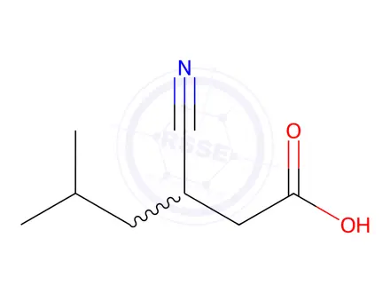 Chemical structure of 3-Cyano-5-methylhexanoic Acid
