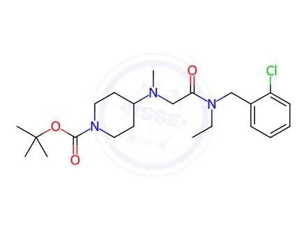 Chemical structure of 4-({[(2-Chloro-benzyl)-ethyl-carbaMoyl]-Methyl}-Methyl-aMino)-piperidine-1-carboxylic acid tert-butyl ester