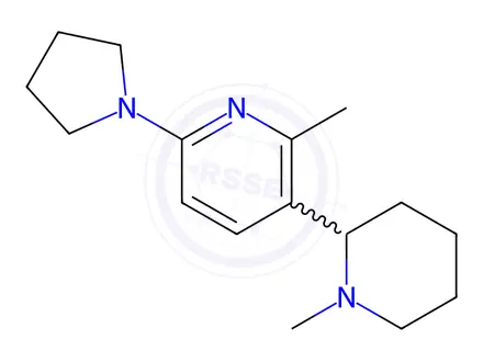 Chemical structure of 2-Methyl-3-(1-methylpiperidin-2-yl)-6-(pyrrolidin-1-yl)pyridine