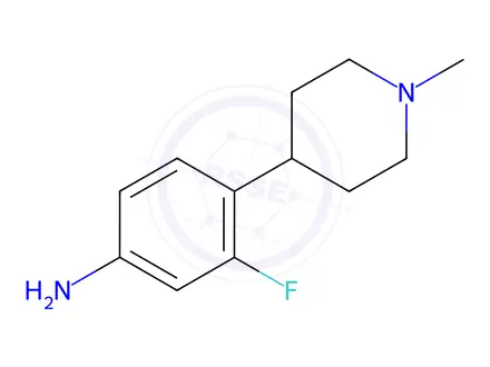 Chemical structure of 3-fluoro-4-(1-methylpiperidin-4-yl)aniline