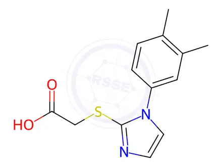 Chemical structure of {[1-(3,4-dimethylphenyl)-1H-imidazol-2-yl]thio}acetic acid