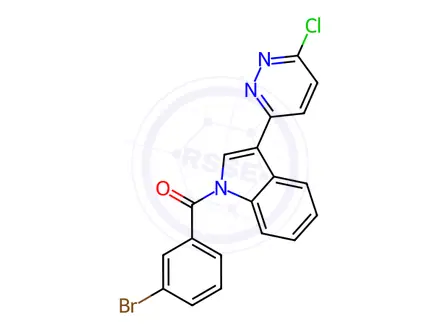 Chemical structure of (3-bromophenyl)[3-(6-chloro-3-pyridazinyl)-1H-indol-1-yl]methanone