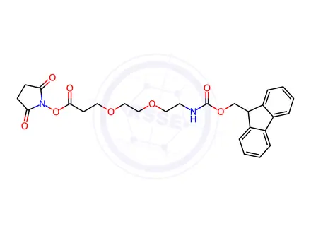 Chemical structure of 2,5-dioxopyrrolidin-1-yl 1-(9H-fluoren-9-yl)-3-oxo-2,7,10-trioxa-4-azatridecan-13-oate