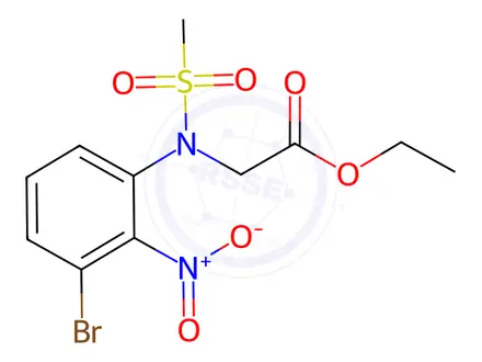 Chemical structure of Glycine, N-(3-bromo-2-nitrophenyl)-N-(methylsulfonyl)-, ethyl ester