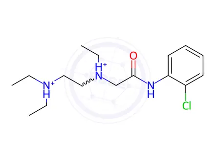 Chemical structure of 2-[(2-chlorophenyl)carbamoylmethyl-ethyl-ammonio]ethyl-diethyl-azanium dichloride