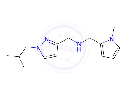 Chemical structure of 1-(1-isobutyl-1H-pyrazol-3-yl)-N-[(1-methyl-1H-pyrrol-2-yl)methyl]methanamine