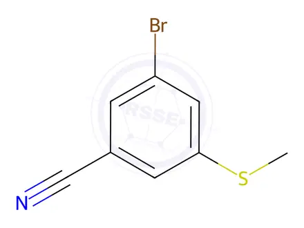 Chemical structure of BENZONITRILE, 3-BROMO-5-(METHYLTHIO)-