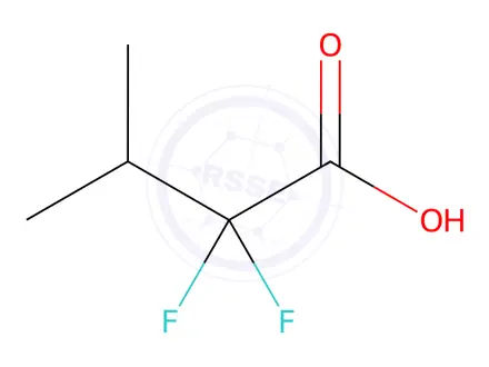 Chemical structure of Butanoic acid, 2,2-difluoro-3-methyl-