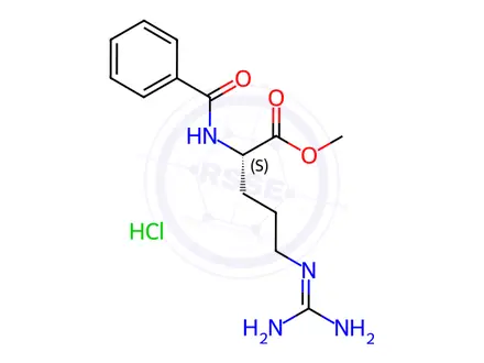 Chemical structure of N-alpha-Benzoyl-L-arginine methyl ester hydrochloride