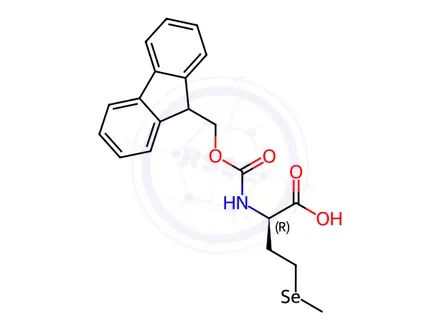 Chemical structure of Butanoic acid, 2-[[(9H-fluoren-9-ylmethoxy)carbonyl]amino]-4-(methylseleno)-, (2R)-