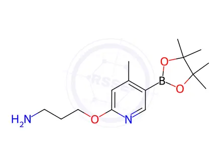 Chemical structure of 3-((4-Methyl-5-(4,4,5,5-tetraMethyl-1,3,2-dioxaborolan-2-yl)pyridin-2-yl)oxy)propan-1-aMine