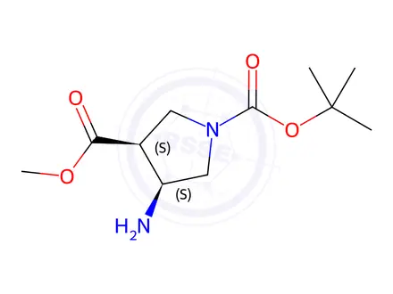 Chemical structure of (3S,4S)-1-tert-Butyl 3-methyl 4-aminopyrrolidine-1,3-dicarboxylate