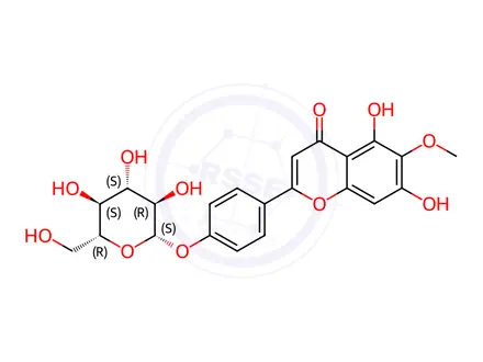 Chemical structure of Hispidulin 4’-O-β-D-glucopyranoside