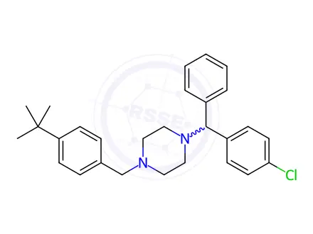 Chemical structure of 1-(4-(tert-Butyl)benzyl)-4-((4-chlorophenyl)(phenyl)methyl)piperazine (S)-5-oxopyrrolidine-2-carboxylate