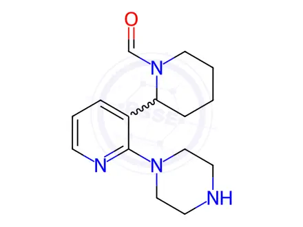 Chemical structure of 2-(2-(Piperazin-1-yl)pyridin-3-yl)piperidine-1-carbaldehyde