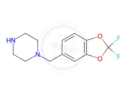 Chemical structure of 1-((2,2-Difluorobenzo[d][1,3]dioxol-5-yl)methyl)piperazine dihydrochloride