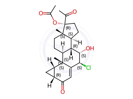 Chemical structure of 6b-Chloro-7a-hydroxy-6,7-dihydro Cyproterone Acetate