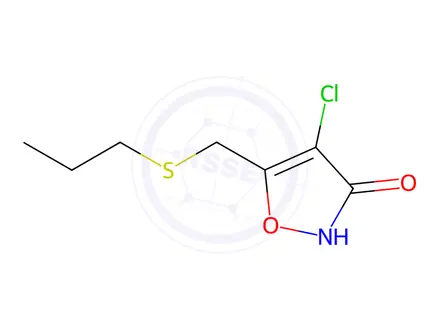 Chemical structure of 4-Chloro-5-((propylthio)methyl)isoxazol-3(2H)-one